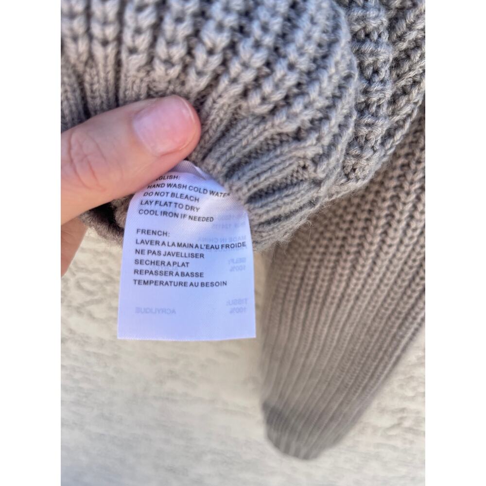 ELODIE GREY CHUNKY KNIT CROPPED CREW NECK SWEATER - XS - Picture 8 of 8
